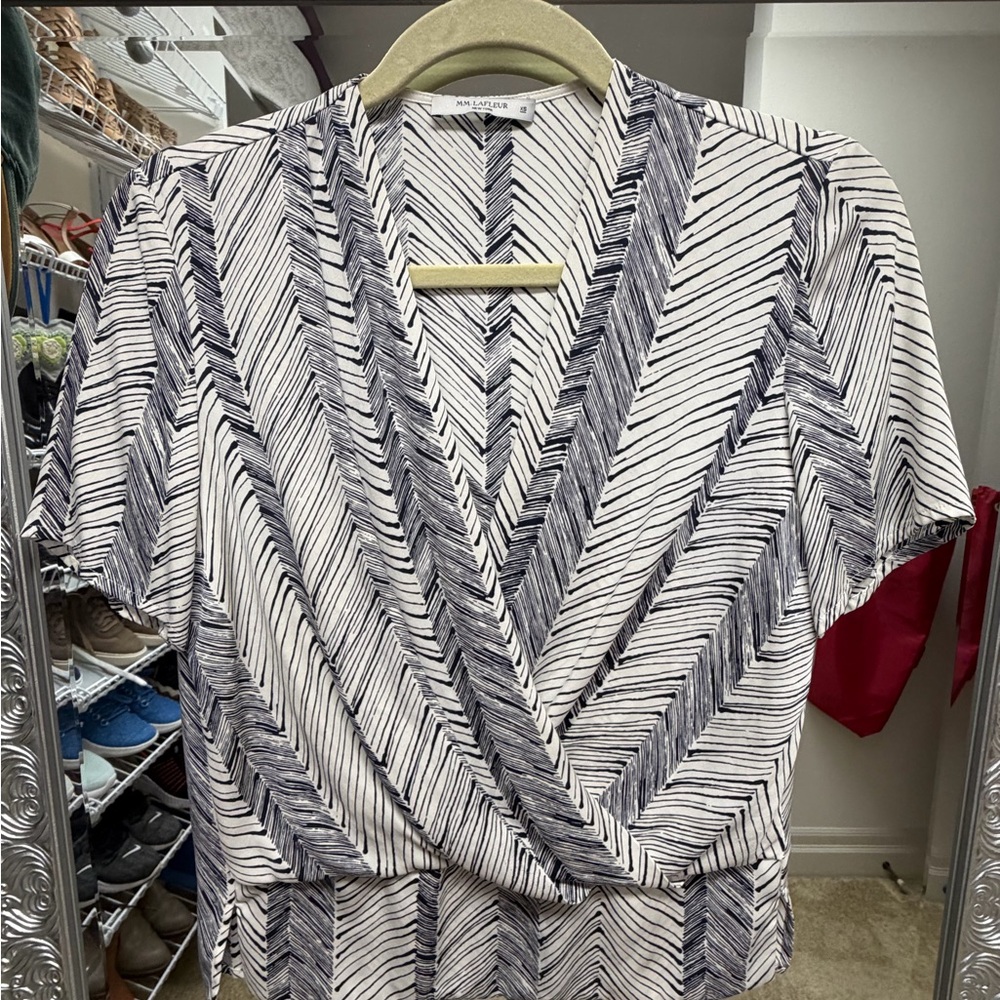 MM Lafleur Navy and White Striped Blouse